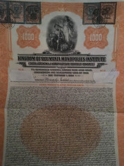$1000 dolari SUA Aur Romania obligatiune la purtator cu cupoane neincasate 1929 foto