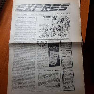 ziarul expres 18 februarie 1990-revolta cineastilor din piata victoriei foto