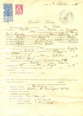 Z329 DOCUMENT VECHI -SCOALA COMERCIALA , BRAILA - ION TUDOR -AN 1925 foto