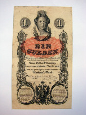 Bancnota 1 gulden 1 ianuarie 1858 Austria foto