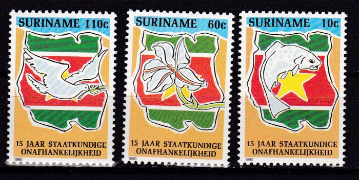 Surinam 1990 aniversarea independentei MI 1350-52 MNH w48