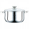 Cratita din inox cu capac de sticla torro peterhof, 2.5 litri, 18 cm, 2 piese, fund 5 straturi, inductie