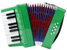 Acordeon pentru copii, 17 clape, 23 x 10 x 22 cm (inchis), verde foto