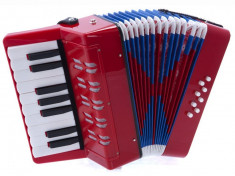 Acordeon pentru copii, 17 clape, 23 x 10 x 22 cm (inchis), rosu foto