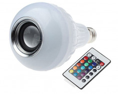 Bec LED Disco Boxa 3W Muzica Bluetooth, Telecomanda Lumini 220V foto