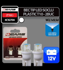 Bec tip LED 12V 5W soclu plastic T10 W2,1X9,5d 2buc 4Cars - Alb dispersat - CRD-4C92704 Auto Lux Edition foto