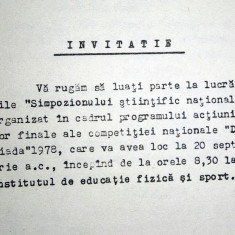 INVITATIE SIMPOZION NATIONAL , 1978 , DACIADA