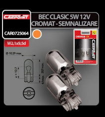 Bec clasic 12V 5W UF semnalizare W2,1x9,5d soclu sticla 2buc - Crom - CRD-CAR0725064 Auto Lux Edition foto