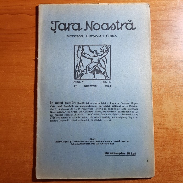 revista tara noastra 23 noiembrie 1924-art. octavian goga si al. o teodoreanu