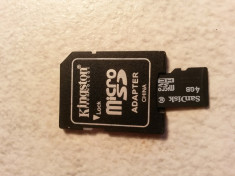 Card de memorie Micro SD HC SanDisk 4GB + adaptor Micro SD Kingston foto