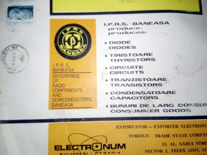 LOT SCHEME / PROSPECTE ELECTRONICA DIODE / TIRISTOR ...IPRS BANEASA