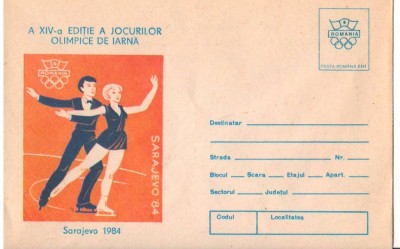 IP 9931 INTREG POSTAL - JO DE IARNA SARAJEVO 1984, PATINAJ ARTISTIC foto