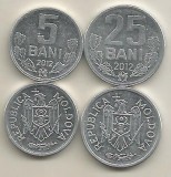 MOLDOVA SET / LOT ( 2 buc ) : 5 BANI + 25 BANI 2012 , a UNC