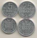 MOLDOVA SET / LOT 2 buc : 5 BANI + 25 BANI 2012 , a UNC, Europa, Aluminiu