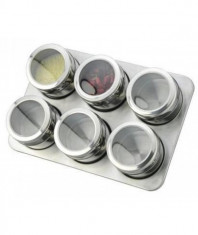 Set condiment din Inox 6 piese cu suport magnetic, grunberg, gr 329 foto