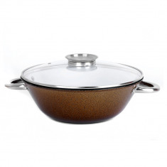 Tigaie wok din fonta cu suport si capac 30 CM PH 15428 30 foto