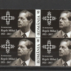 Romania ,in memoria Regele Mihai I ,bloc de 4 , nr lista 2173.