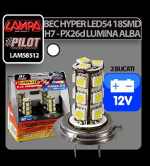 Bec Hyper-Led54 - 18SMD 12V H7 PX26d 2buc - Alb - CRD-LAM58512 Auto Lux Edition foto