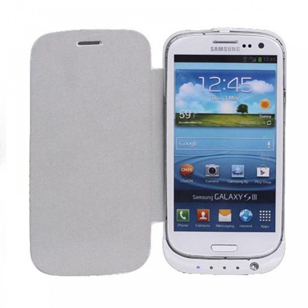 Baterie externa Power case 3200 mAh Samsung Galaxy S3 i9300 flip alb |  Okazii.ro