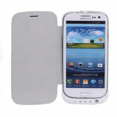 Baterie externa Power case 3200 mAh Samsung Galaxy S3 i9300 flip alb
