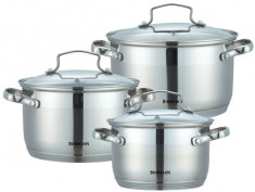 Set 3 oale inox cu capac sticla, bohmann, 2.1L, 2.9L, 3.9L foto