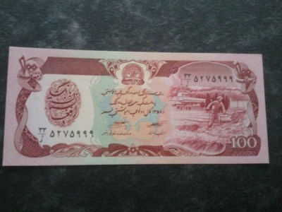 Afganistan 100 afganis 1990 UNC foto