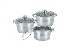 Set 3 cratite cu capace sticla, inox, bohmann, (1.9L, 2.6L,3.6L) foto