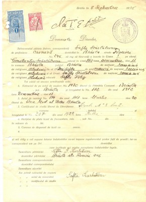 Z344 DOCUMENT VECHI -SCOALA COMERCIALA , BRAILA - SAFTA SCARLATESCU -AN 1925 foto