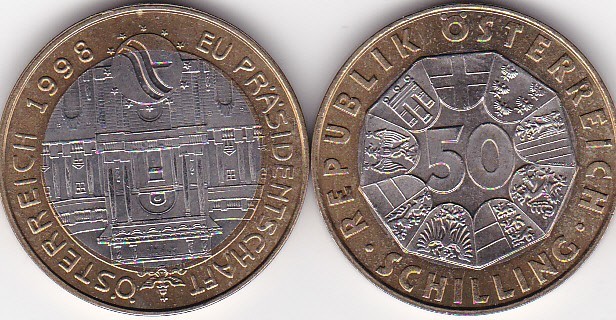 Austria 50 Schilling 1998 comemorativa