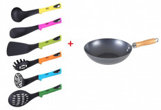 Set ustensile bucatarie 6 piese Peterhof + Tigaie wok 28 cm cadou foto