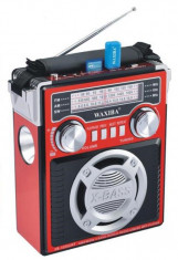 Radio Mp3 portabil cu lanterna, baterie reincarcabila (acumulator), premium, rosu foto