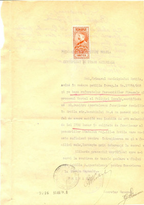 Z356 DOCUMENT VECHI-CERTIFICAT SCUTIRE TAXE SCOLARE ACHILLE D. APOSTOLESCU 1928 foto