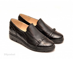 Pantofi dama sport-casual din piele naturala cu elastic (Negru, Bleumarin,Grena) foto