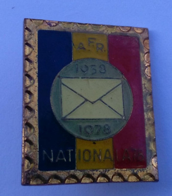 Asociatia Filatelistilor din Romania 1858-1978 Insigna Aniversare foto