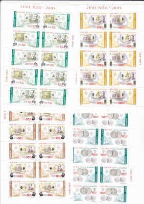 LEUL NOU,BANCNOTE SI MONEDE, MINICOLI,2005,MNH,NEOBLITERAT,ROMANIA. foto