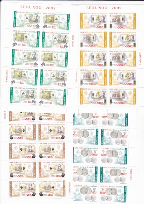 LEUL NOU,BANCNOTE SI MONEDE, MINICOLI,2005,MNH,NEOBLITERAT,ROMANIA.