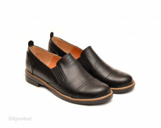 Pantofi dama negri casual-eleganti din piele naturala cu elastic cod P104 foto