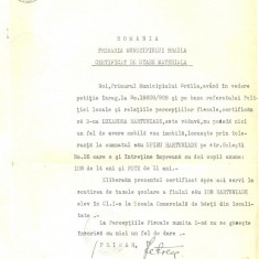 Z362 DOCUMENT VECHI-CERTIFICAT SCUTIRE TAXE POSTALE - ION HARTUNIADE -ANUL 1928