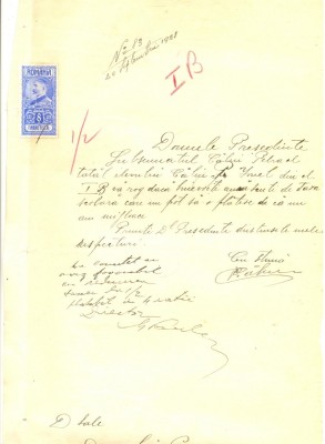 Z360 DOCUMENT VECHI-CERERE SCUTIRE TAXE SCOLARE PENTRU CALIN P. IONEL-ANUL 1928 foto