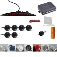 Senzori parcare cu afisaj display LED slim avertizare sonora fata spate set kit foto