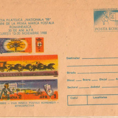 IP 9959 INTREG POSTAL - EXPO FILATELICA "NATIONALA '88" ZIUA MARCII POSTALE 1988