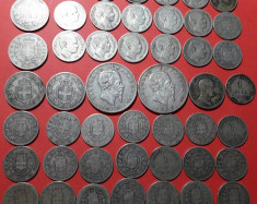 ARGINT-48 monede vechi argint Italia-UMBERTO I si VITTORIO EMANUELE foto