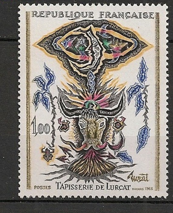 Franta 1966 - TAPISERIE DE LURCAT, timbru nestampilat, FL16 Franta 1966 - TAPISERIE DE LURCAT, timbru nestampilat, FL16