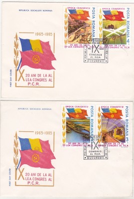 bnk fil FDC Romania 1985 - 20 ani de la Congresul IX PCR foto