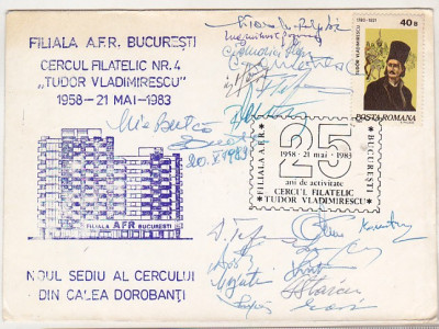 bnk fil Plic ocazional 1983 - Cercul filatelic Tudor Vladimirescu Bucuresti foto