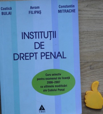 Institutii de drept penal curs selectiv pentru examenul de licenta Costica Bulai foto