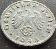 Moneda istorica 1 REICHPFENNIG - GERMANIA NAZISTA, anul 1944 B *cod 1017 - ZINC foto