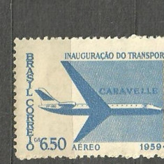 BRAZILIA 1959 - AVION DE PASAGERI CARAVELLE, timbru MNH, A3