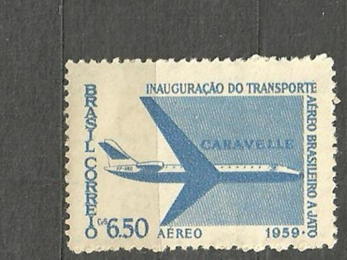 BRAZILIA 1959 - AVION DE PASAGERI CARAVELLE, timbru MNH, A3