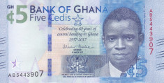 Bancnota Ghana 5 Cedis 2017 - PNew UNC ( comemorativa ) foto